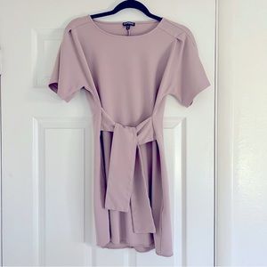 Express Mini Short-sleeve Tie-Waist Oversized T-Shirt Dress Solid Pale Pink XS